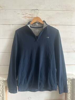 Vineyard Vines Boy’s Navy Blue 100% Pima Cotton Quarter-Zip Pullover Sweater Siz